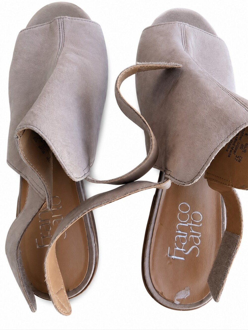 Franco Sarto Helix Slingback Block Heel Sandals Taupe Leather Size 10 - Picture 8 of 14